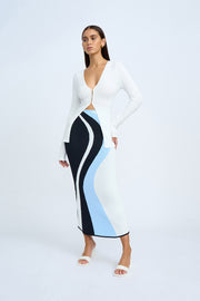 Kira Curve Knit Skirt | Final Sale - Black Blue Ivory