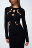 Laser Leaf Midi Dress - Black