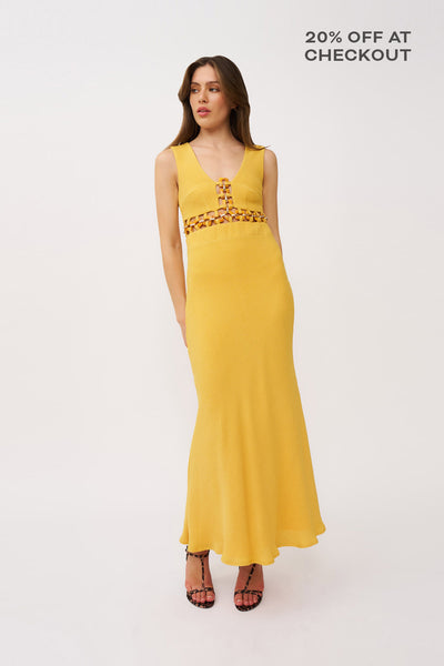 Leandra Link Ankle Dress - Mustard