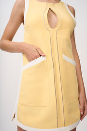 Lemon Splice Shift Mini Dress - Yellow Ivory