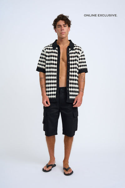 Lorenzo Stripe Knit Shirt - Black Ivory