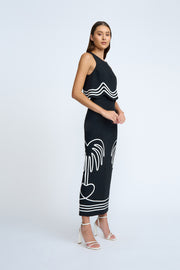 Love Palm Midi Skirt - Black Ivory
