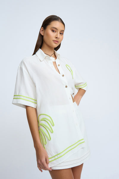 Love Palm Sun Shirt - Ivory Green