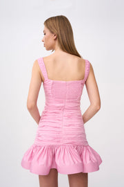 Lucia Gather Mini Dress - Pink