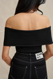 Luelle Off Shoulder Knit Top - Black