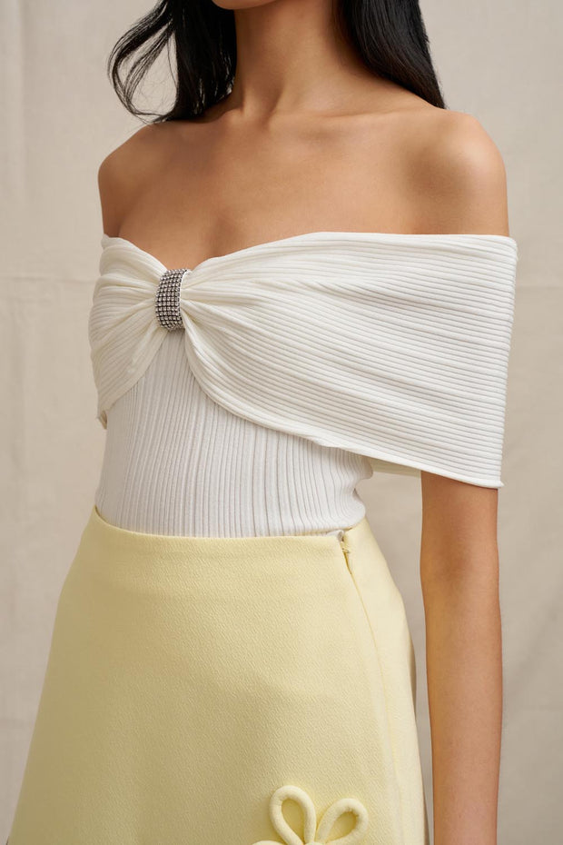 Luelle Off Shoulder Knit Top - Ivory