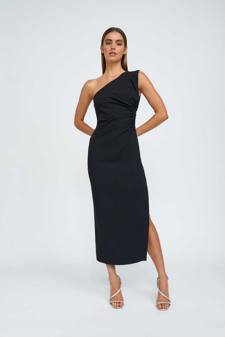 Mariella Asymmetric Midi Dress | Final Sale - Black
