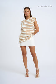 Mario Stripe Knit Muscle Tee - Ivory Sand