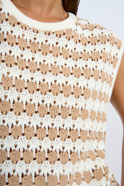 Mario Stripe Knit Muscle Tee - Ivory Sand