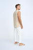 Mario Stripe Knit Muscle Tee - Ivory Sand