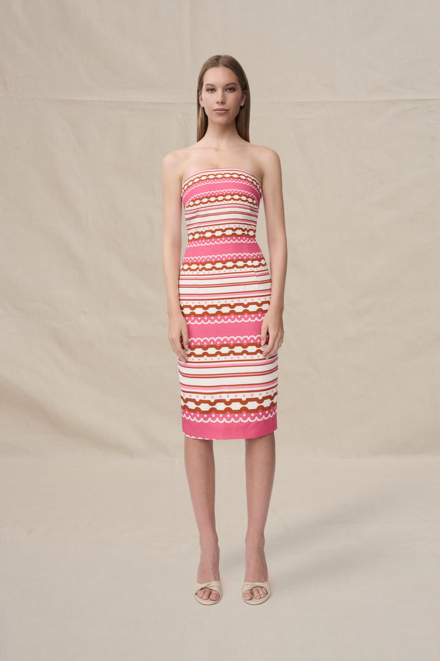 Melina Mosaic Midi Dress - Pink