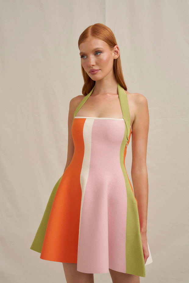 Melon Knit Dress - Green Pink Red Multi