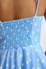 PRE ORDER | Mira Polka Gathered Mini Dress -Sea Blue Ivory