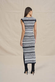 Monochrome Stitch Knit Dress | Final Sale - Black Grey Ivory
