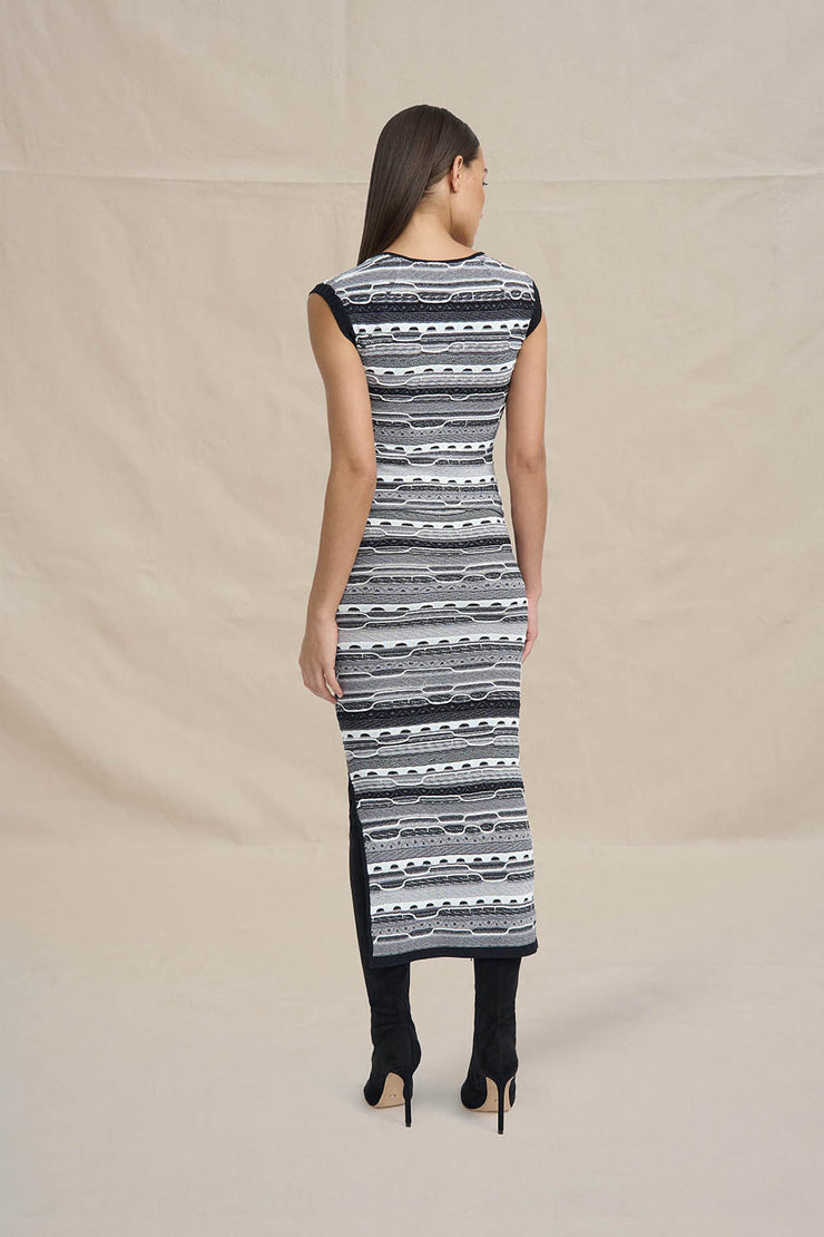 Monochrome Stitch Knit Dress | Final Sale - Black Grey Ivory