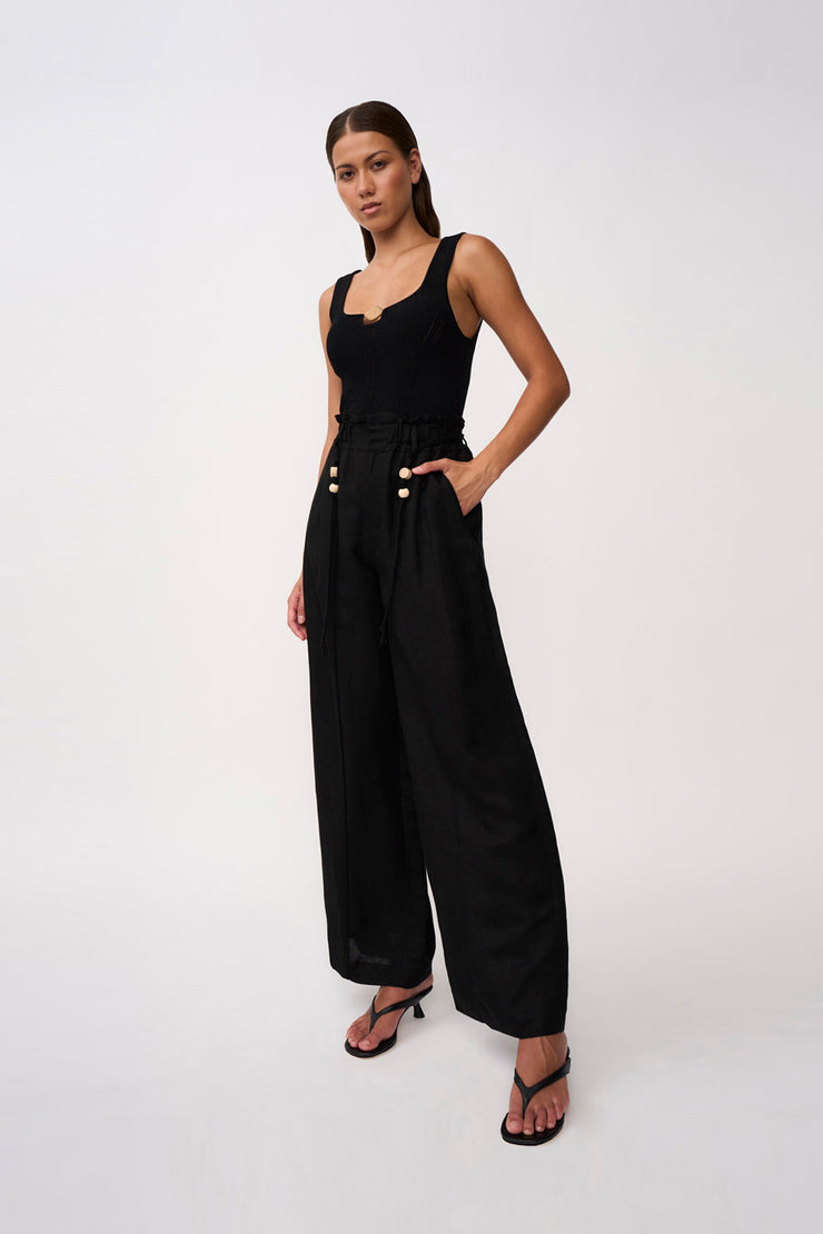 Malaya Linen Pant | Final Sale - Black