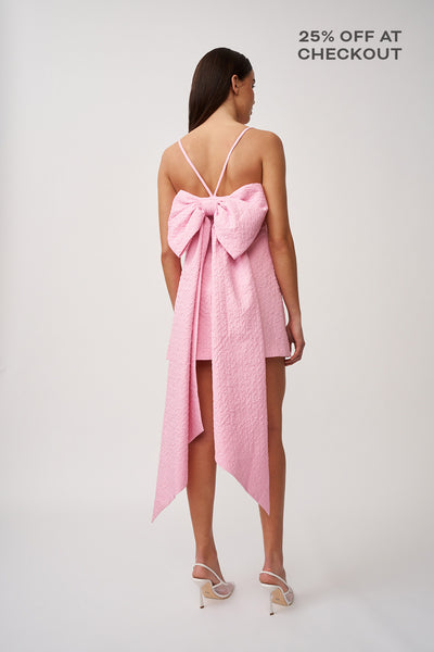 Marilyn Bow Back Mini Dress - Pink