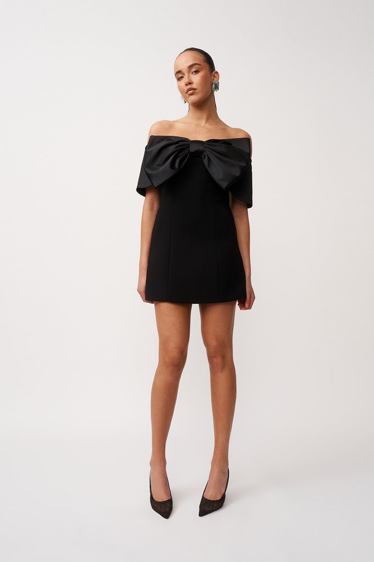 The Molly Bow Mini Dress - Black