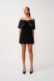 The Molly Bow Mini Dress - Black