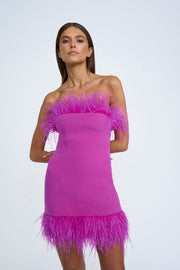 Nadia Feather Mini Dress - Pink