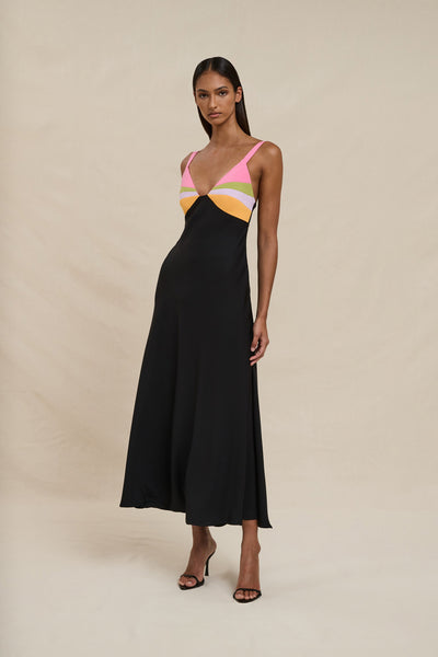 Naomi Bias Midi Dress - Black