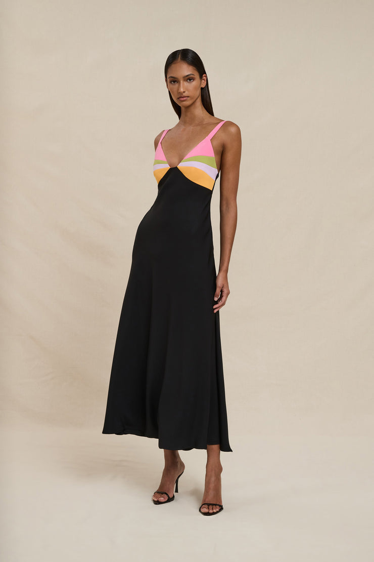 Naomi Bias Midi Dress - Black