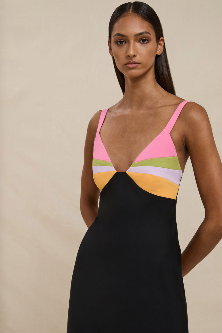 Naomi Bias Midi Dress - Black