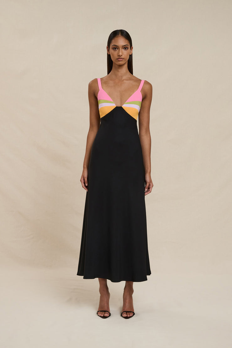 Naomi Bias Midi Dress - Black