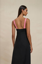 Naomi Bias Midi Dress - Black