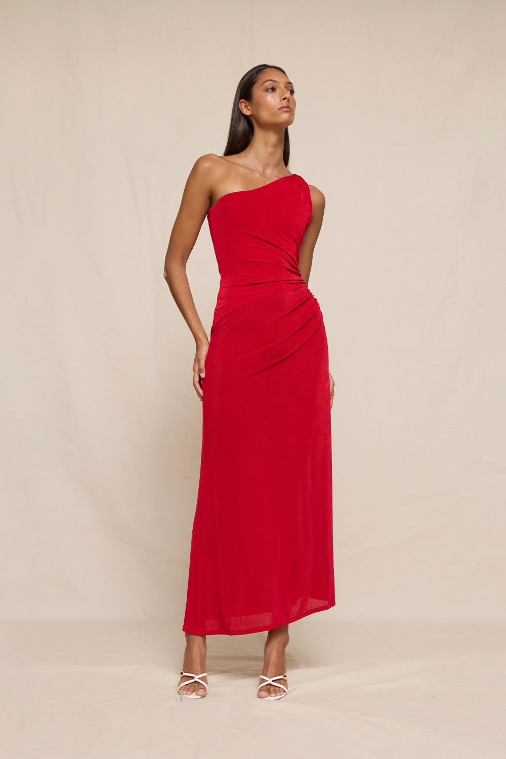 by johnny one shoulder dress BIG ONE-SHOULDER BOW OPEN LEG GOWN