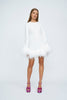 Nicola Feather Trimmed Mini Dress - Ivory