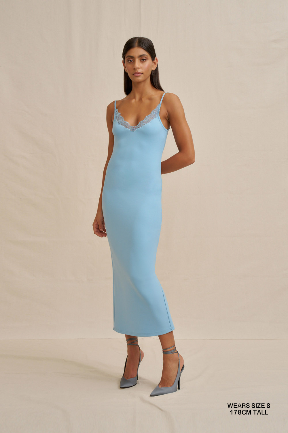 by johnny blue dress Tie Up Knit Midi in Blue from By Johnny for Hire