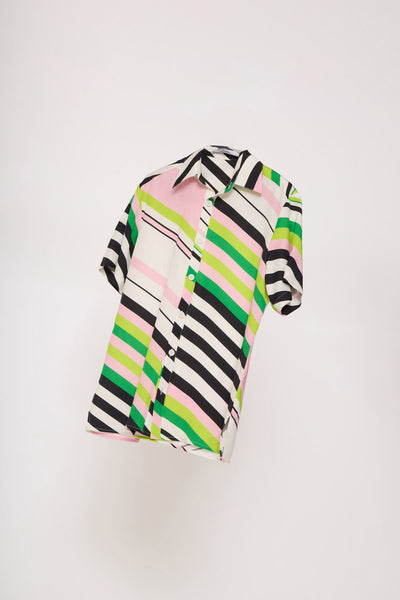 Noah Stripe Sun Shirt - Green Pink Black Multi