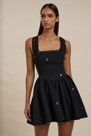 Nova Scallop Mini Dress - Black