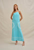 Oasis One Shoulder Maxi Dress - Ivory Aqua Blue