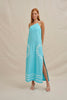 Oasis One Shoulder Maxi Dress - Ivory Aqua Blue