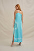 Oasis One Shoulder Maxi Dress - Ivory Aqua Blue
