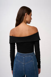 Off Shoulder Gather Top | Final Sale - Black