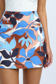 Ophelia Floral Mini Skirt | Final Sale - Navy Tan Brown Ivory