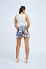 Ophelia Floral Mini Skirt - Navy Tan Brown Ivory