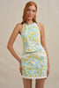 Painted Palm Contrast Mini Skirt - Yellow Blue Ivory