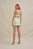 Painted Palm Shell Top - Yellow Blue Ivory