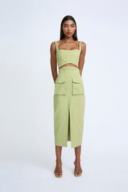 Panelled Cargo Bustier - Moss Green