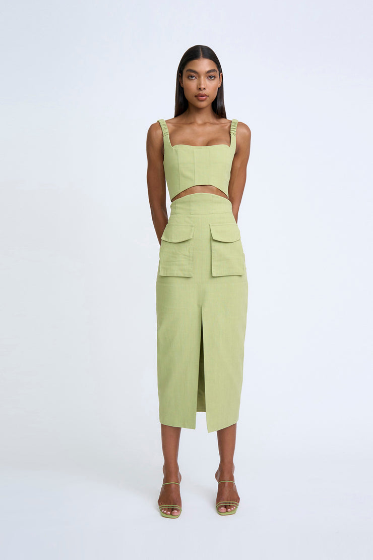 Panelled Cargo Bustier - Moss Green