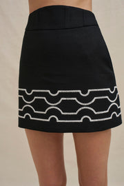 Paradise Contrast Mini Skirt - Ivory Black