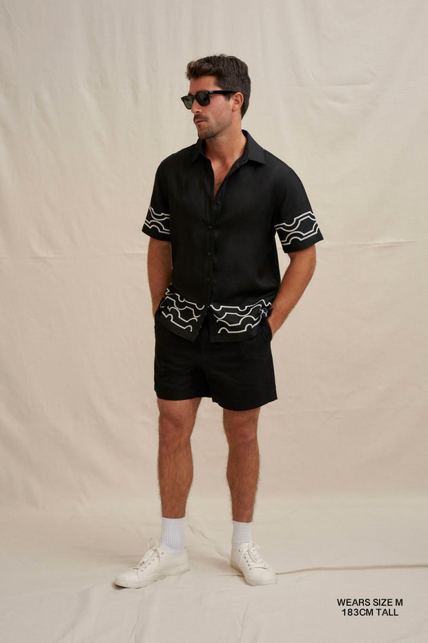 Paradise Palm Sun Shirt - Ivory Black