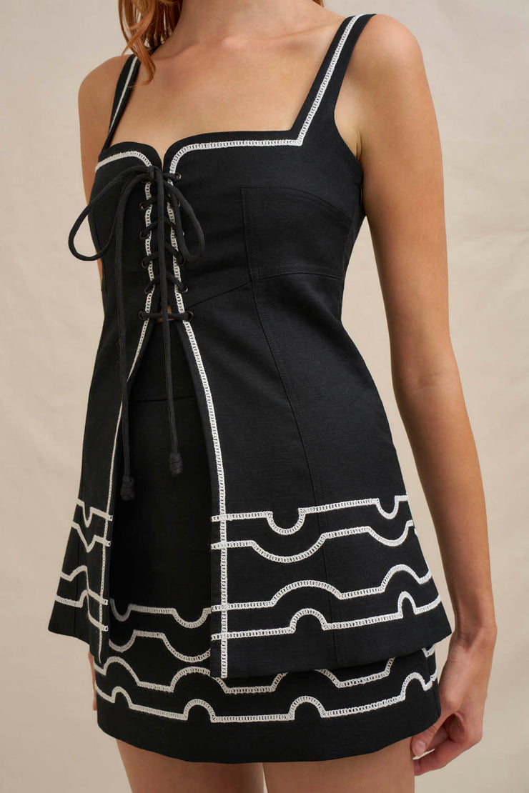 Paradise Lace Up Camisole - Ivory Black