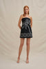 Paradise Palm Strapless Mini Dress - Ivory Black
