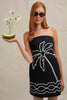 Paradise Palm Strapless Mini Dress - Ivory Black