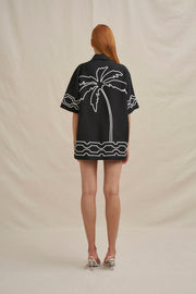 Paradise Palm Sun Shirt - Ivory Black